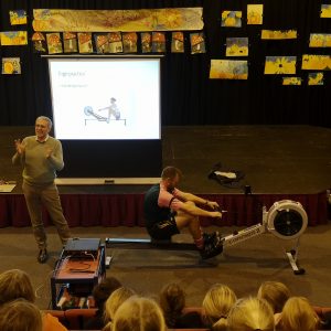 Years 3-8 Lecture with rower Simon Cox at Perrott Hill Prep School in Somerset