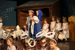 Nativity play 'It's a Party!' performed by Perrott Hill Pre-Prep children in Somerset
